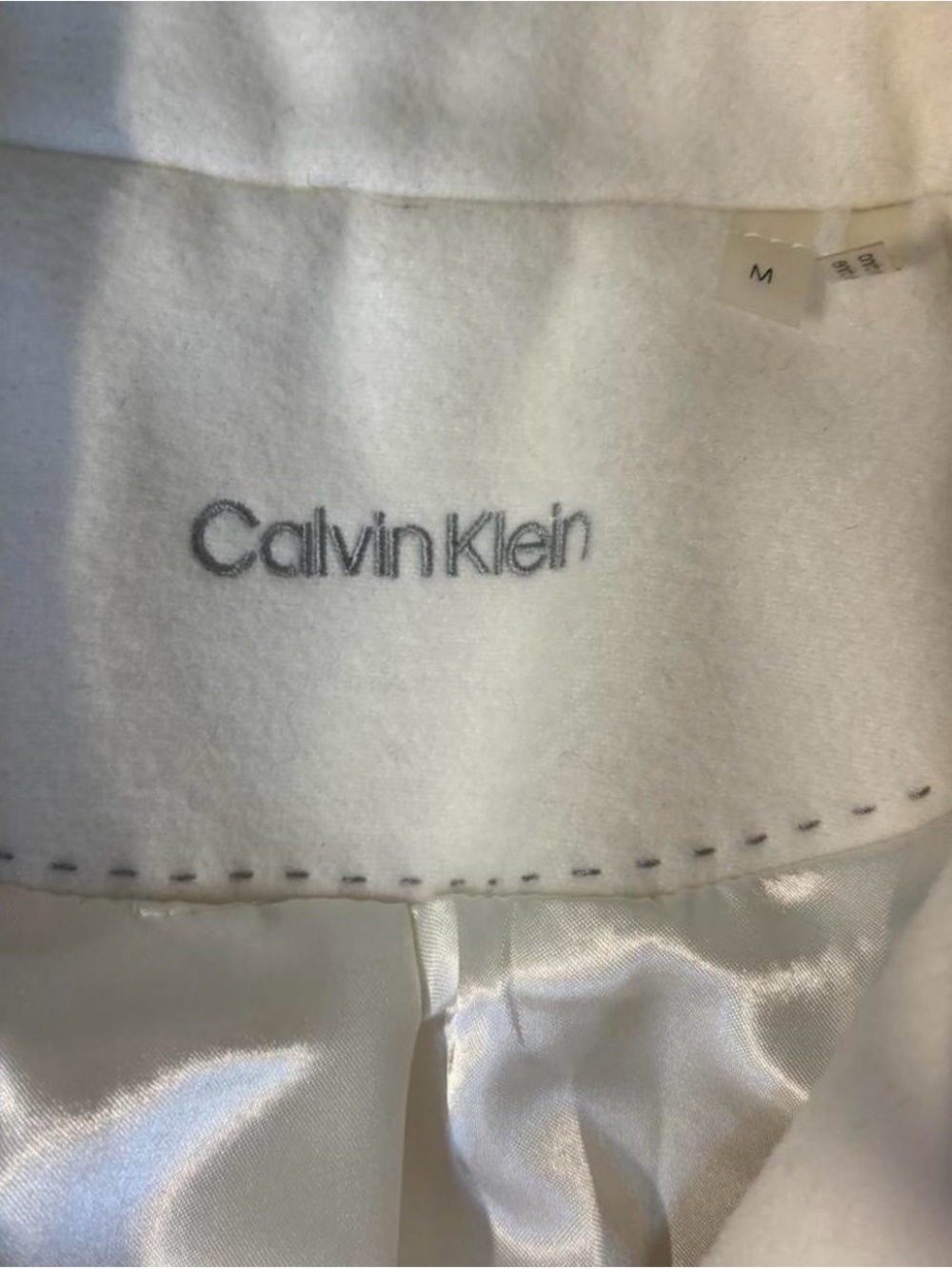Calvin Klein White Belted Trench Coat Size M - Picture 5 of 6